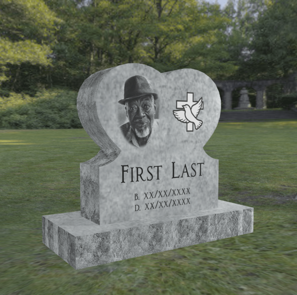 Grey Granite Heart Headstone 18 inch
