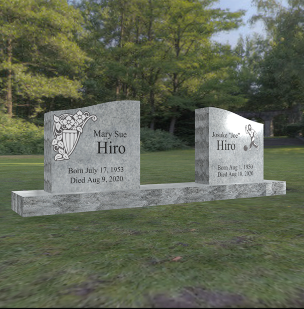 Double Upright Half Serp Headstones